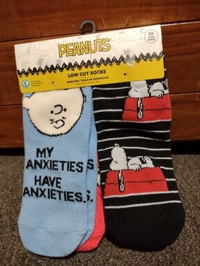 Peanuts Women's Low Cut Socks - Light Blue, Black, Red 10 Pair